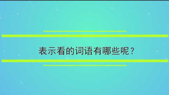 表示看的词语有哪些呢?