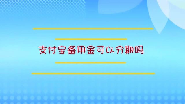 支付宝备用金可以分期吗?