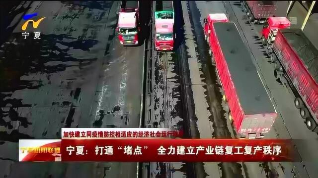 宁夏:打通“堵点” 全力建立产业链复工复产秩序