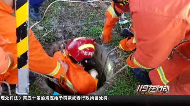 河南商丘:六旬老人坠入水井 消防下井救援