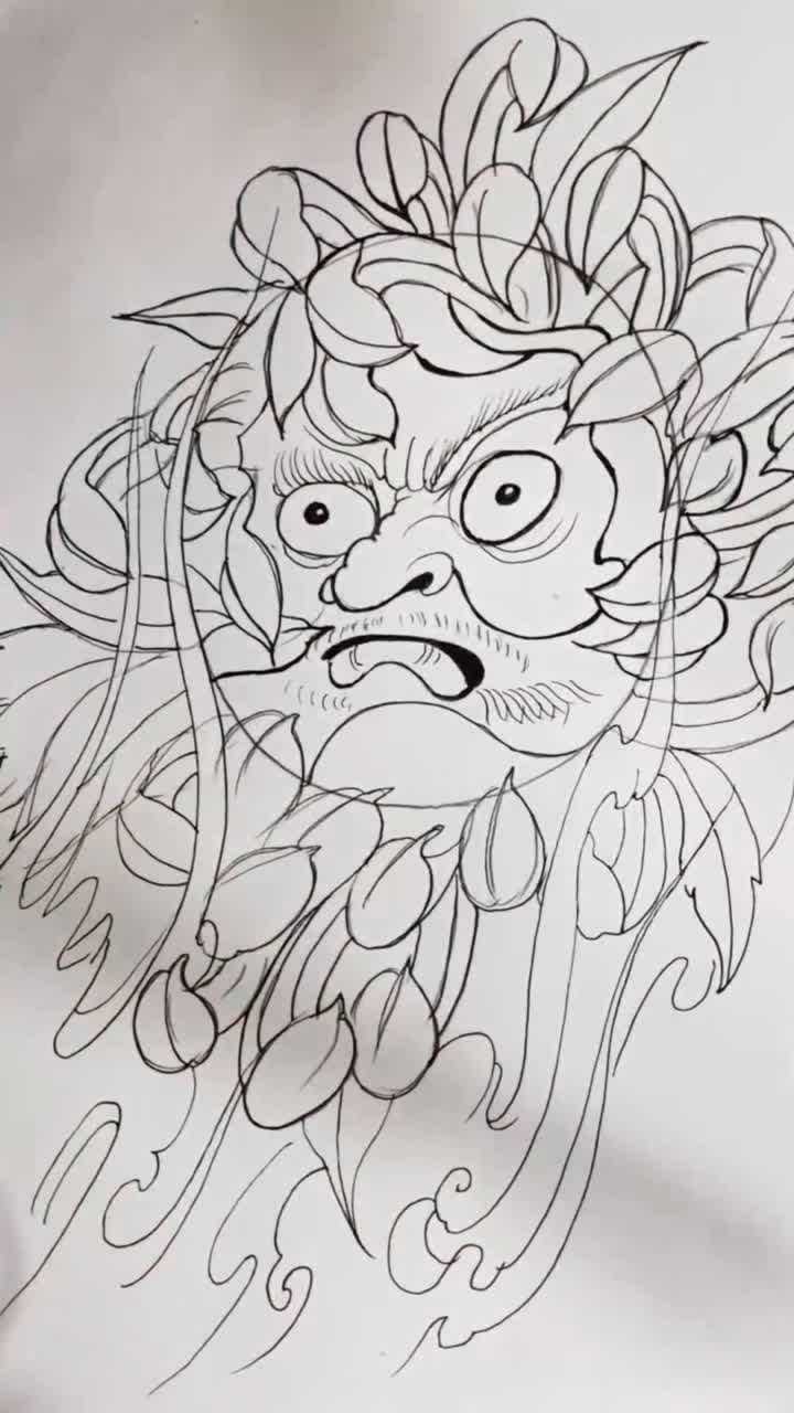 手绘教你画百花般若,脸上的狰狞不言而喻,特别真实