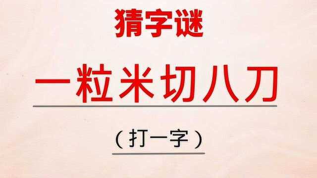 猜字谜:一粒米切八刀(打一字),给你二十秒时间能猜出来吗