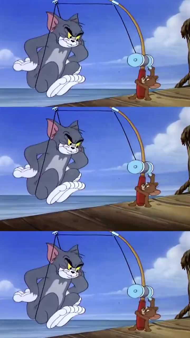 猫和老鼠汤姆追逐杰瑞被套路直接冲进了海里
