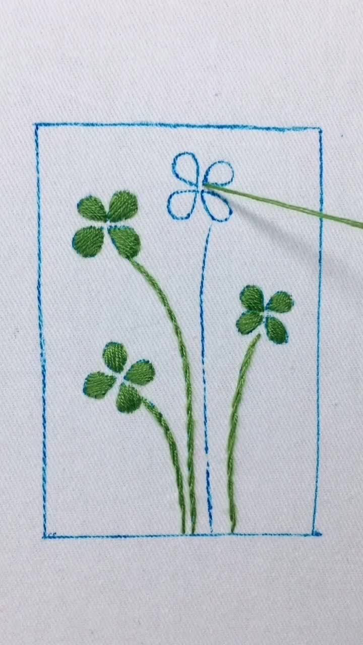 最近爱上了绣花绣草,今天专门绣了个四叶草