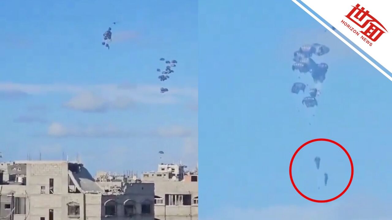 加沙援助物资空投失误：降落伞未打开，包裹高速砸向平民致5死10伤-腾讯新闻