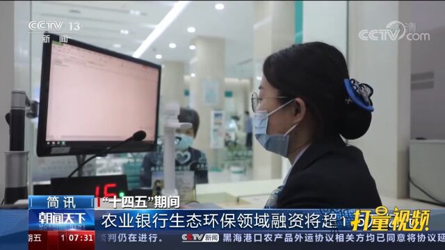 “十四五”期间,农业银行生态环保领域融资将超1.5万亿元