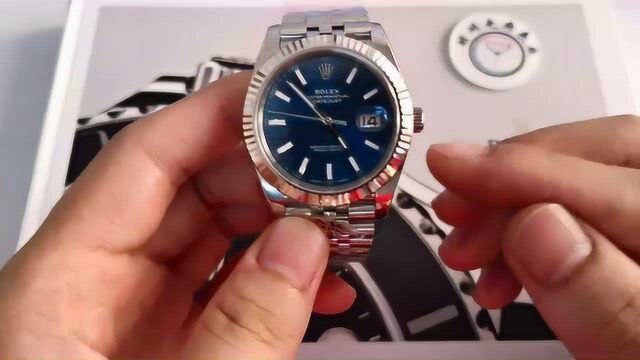 41mm劳力士日志型datejust腕表,经典虎牙圈加五珠链蓝色表盘