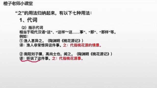 文言文常用字,“之”字词性总结,指示代词篇