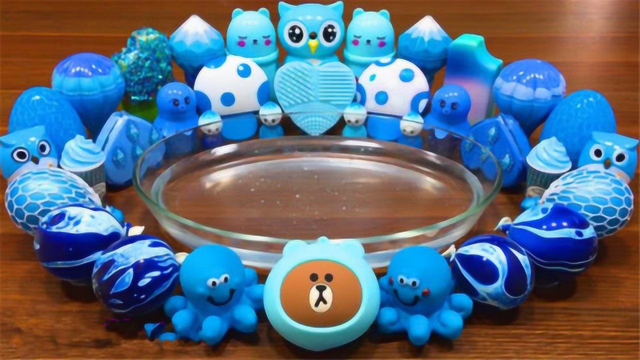 爱心亮粉泥姆蓝色八爪章鱼水晶泥蘑菇彩泥小饰品混合史莱姆教程