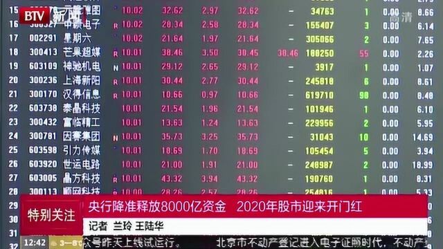 央行降准释放8000亿资金 2020年股市迎来开门红