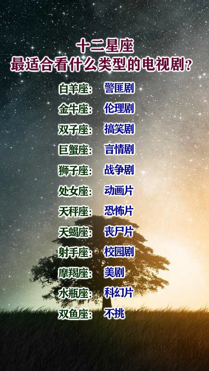 十二星座最适合看什么类型的电视剧