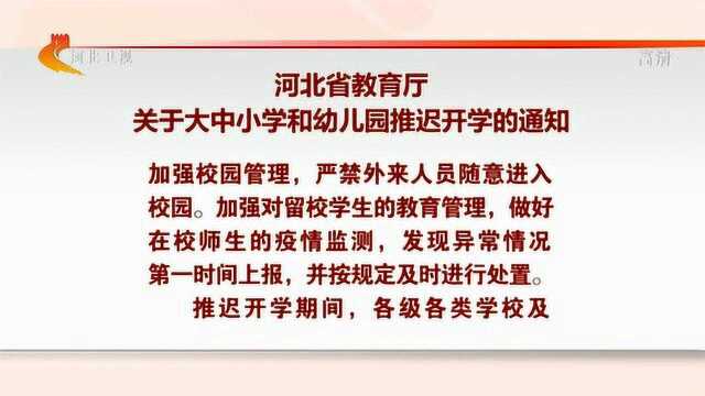 河北省教育厅发出关于大中小学和幼儿园推迟开学的通知