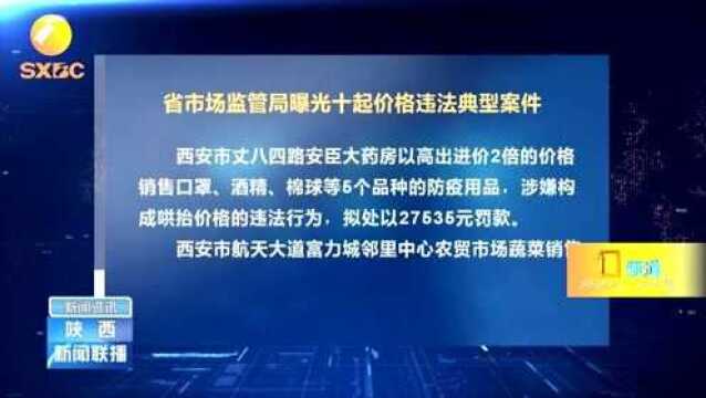 陕西省市场监管局曝光十起价格违法典型案件