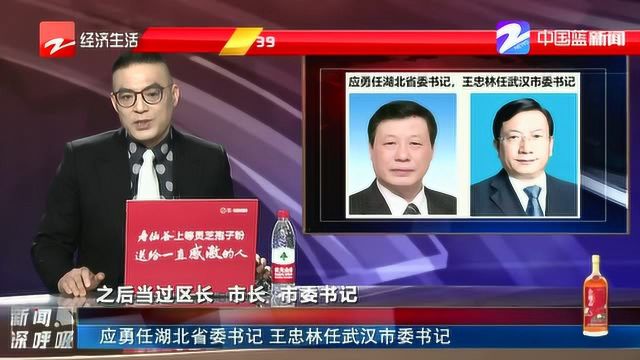 应勇任湖北省委书记 王忠林任武汉市委书记