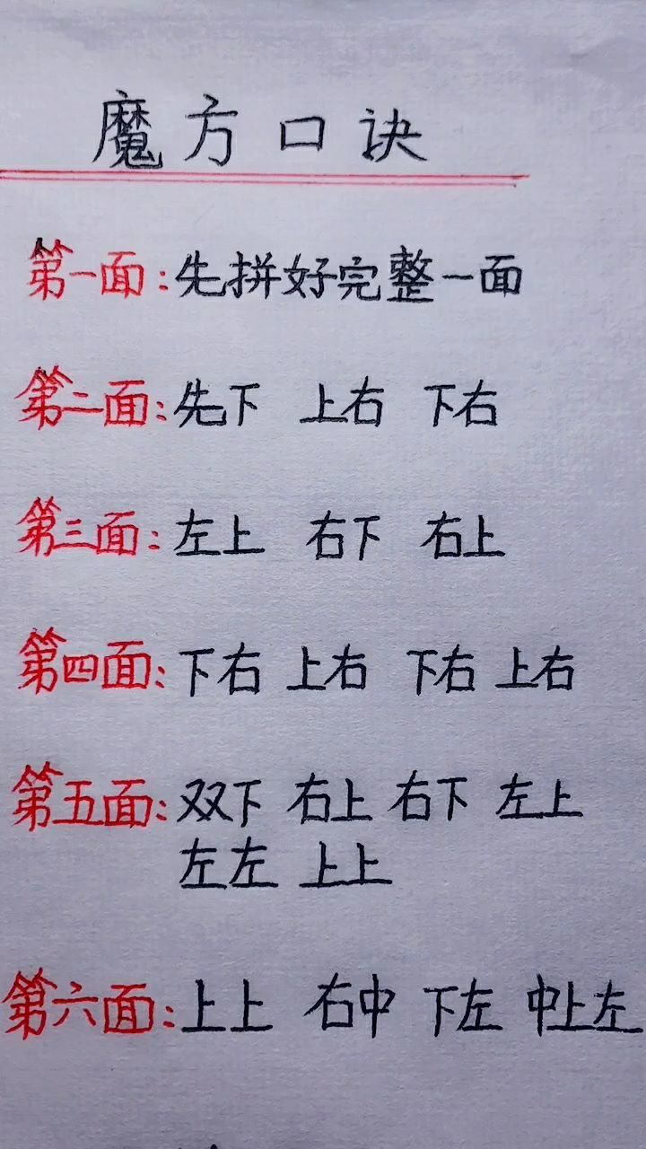 魔方口诀,一学就会