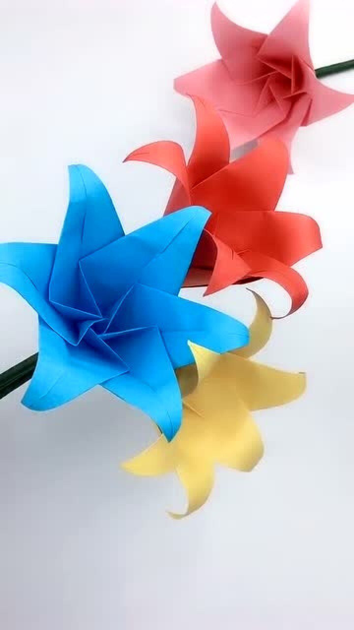 多彩百合花#手工折纸#_腾讯视频