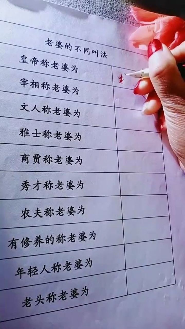 老婆的不同叫法你平时都是怎么称呼你的她呢