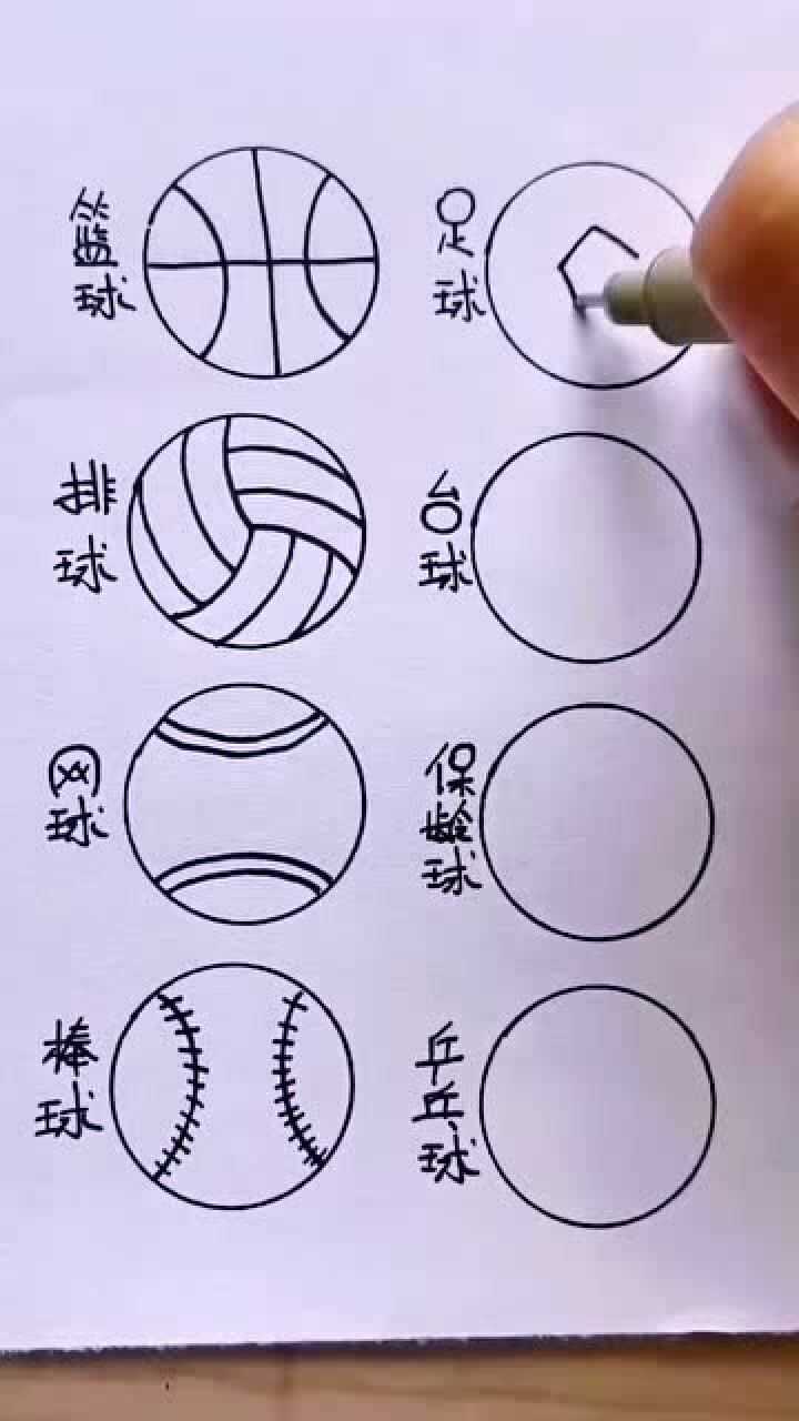 不同球的画法,乒乓球最简单了!