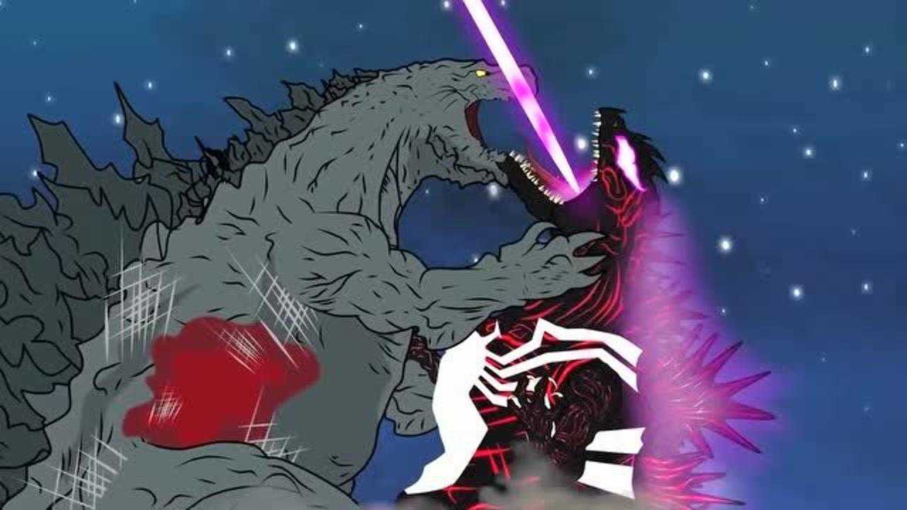 毒液入侵哥斯拉身体产生变异动漫特效