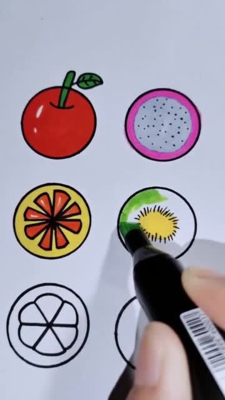 六个圆圈画水果你最喜欢吃哪个
