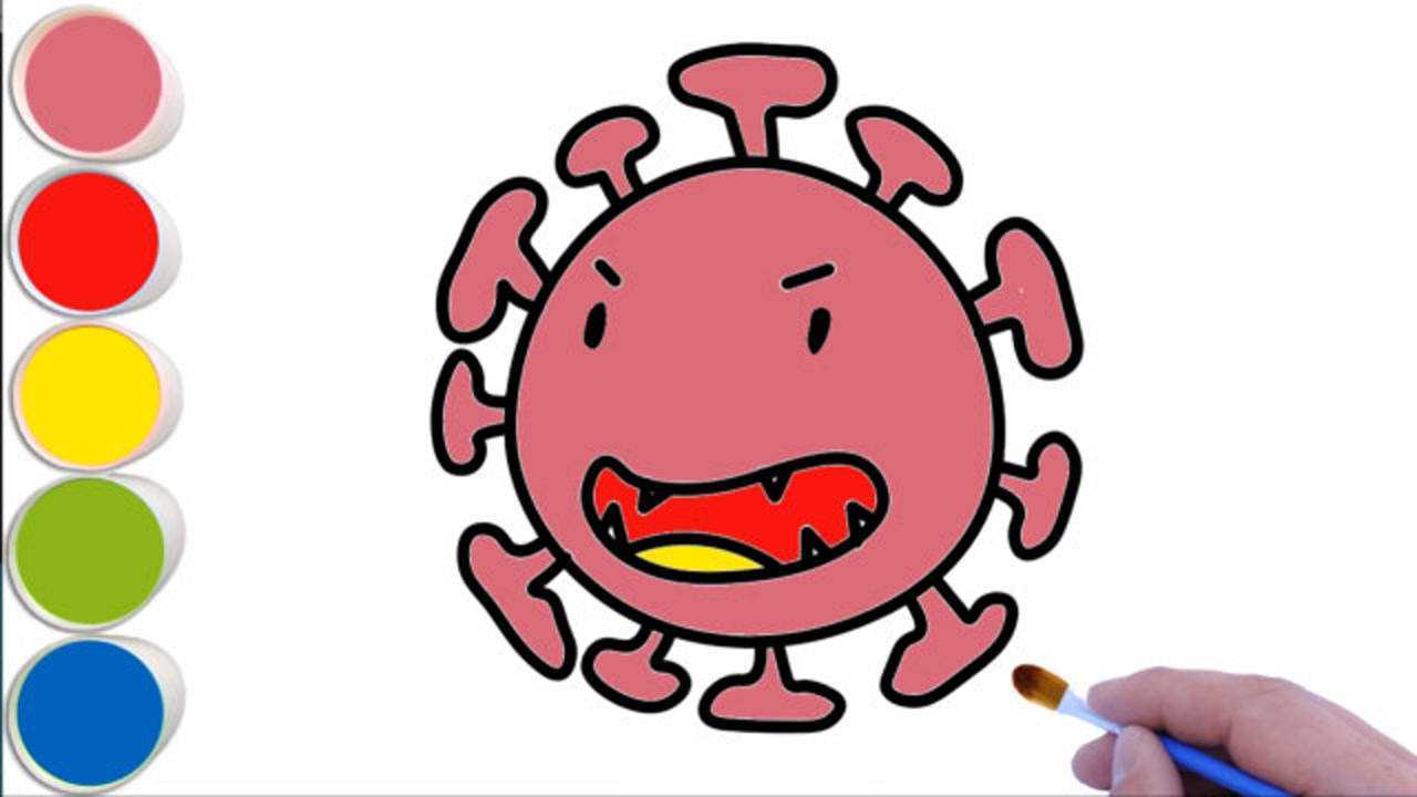 病毒简笔画,教你画一个粉色的新冠病毒