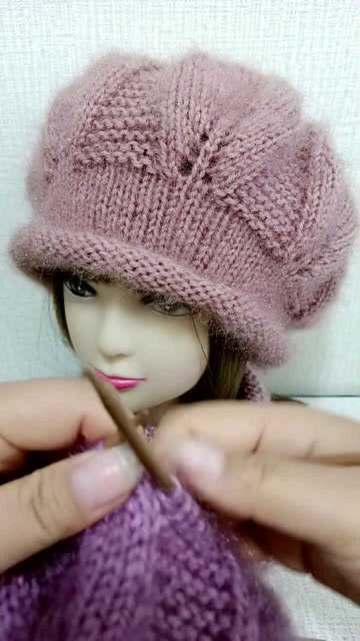 树叶帽详细教程7,现在开始不加不减的针法,看一遍就会了