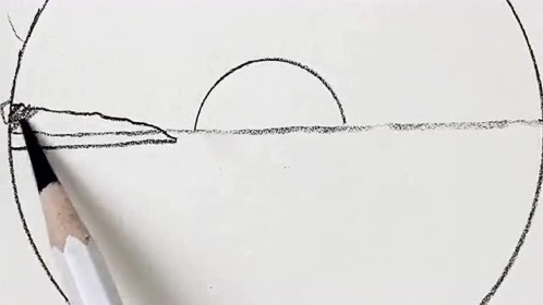 铅笔素描画出的简笔画是美术小白也能参与的作品落日下的海滩很唯美