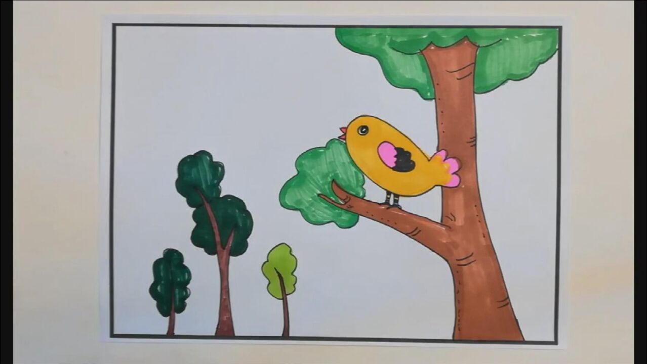 简笔画教程,小鸟在唱歌,简单易学.