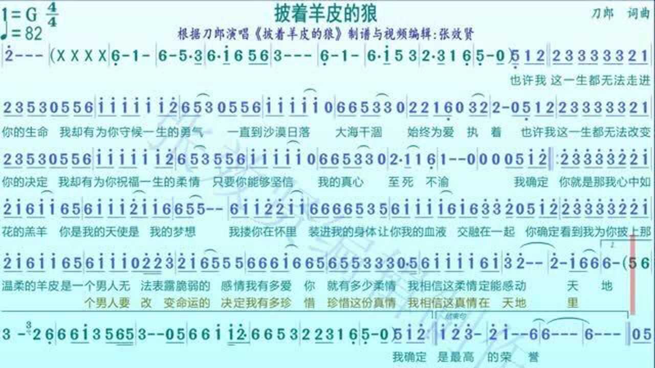 歌曲披着羊皮的狼的动态有声简谱