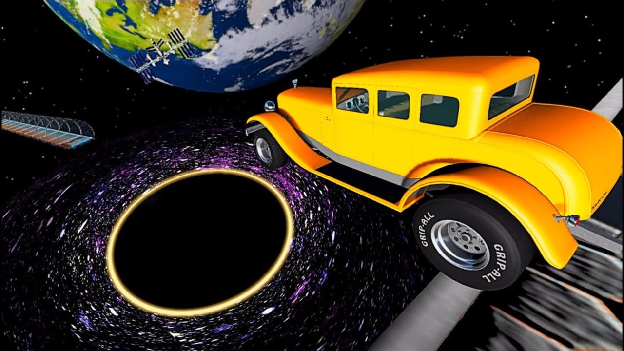 汽车穿越银河黑洞!会被黑洞吞噬吗?3d画面模拟全过程!