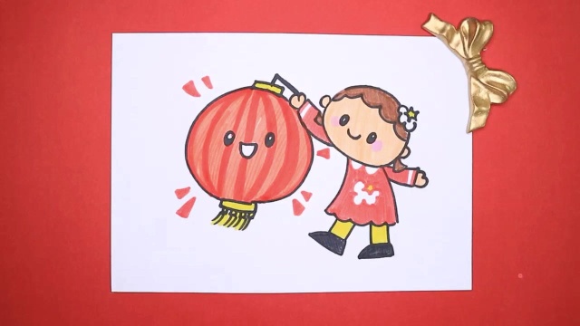 教孩子何如画出春节儿童画简笔画教程张灯结彩挂灯笼