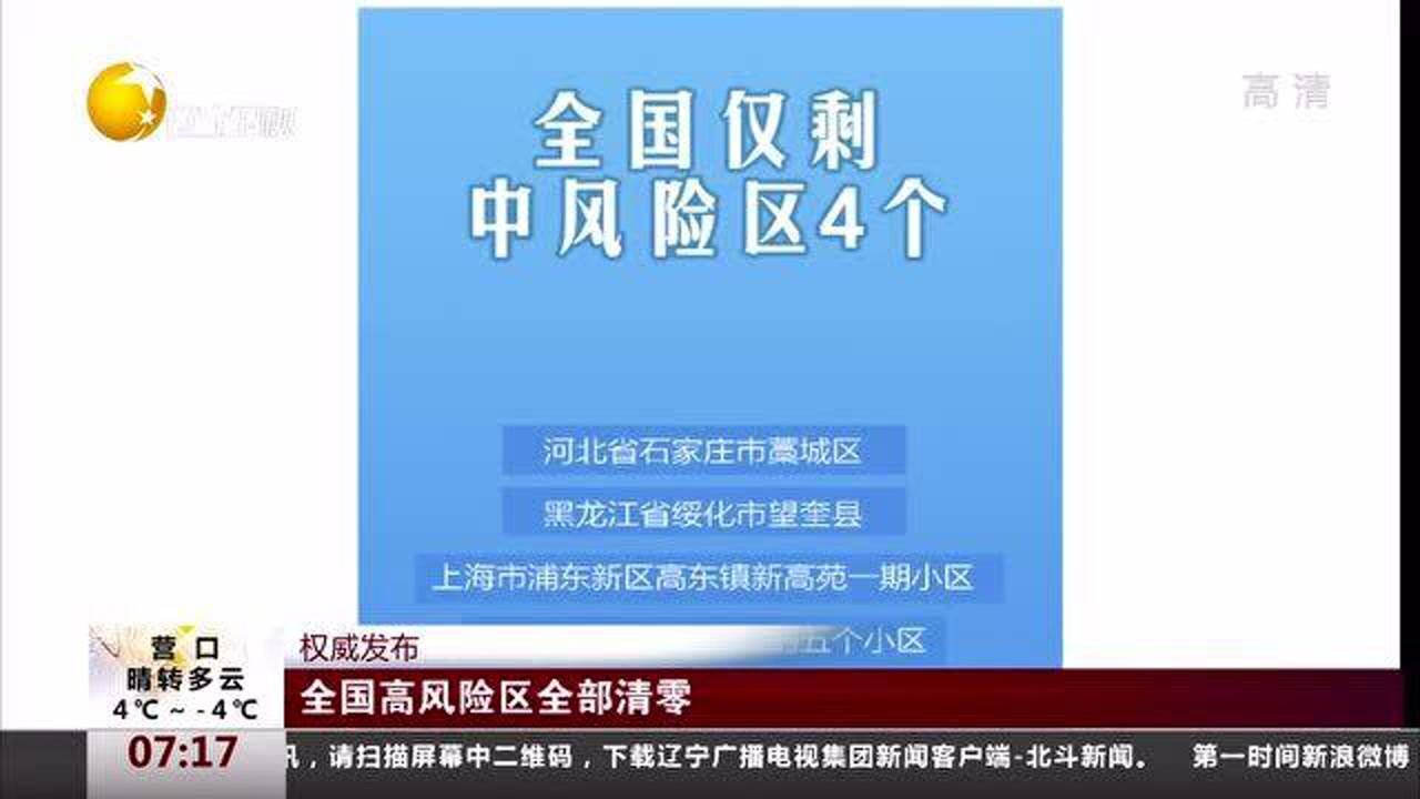 全国高风险区全部清零