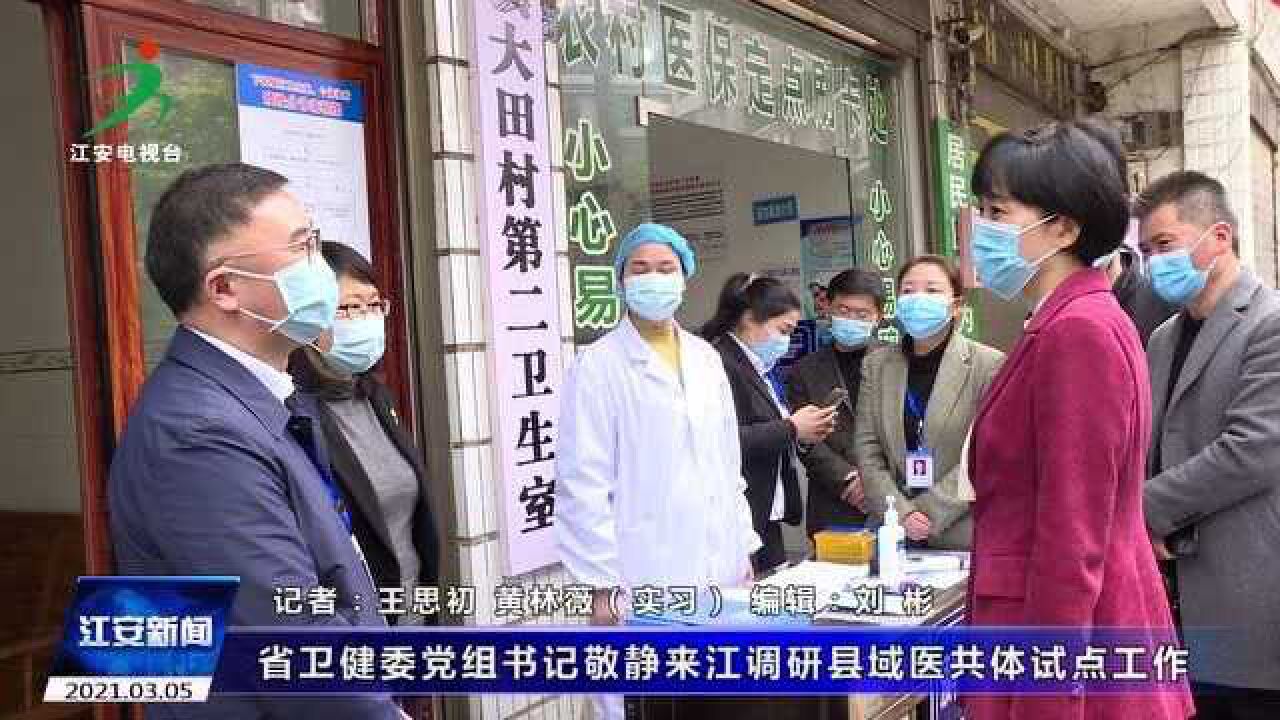 省卫健委党组书记敬静来江调研县域医共体试点工作_腾讯视频