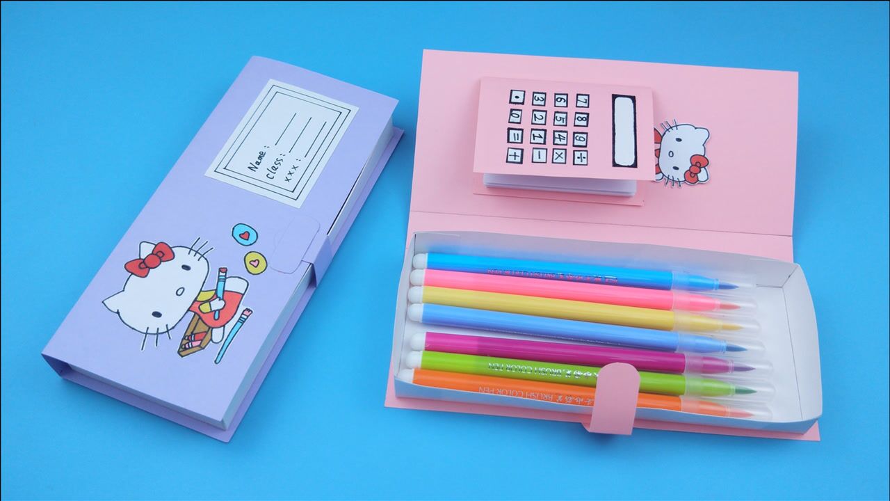 非常可爱的凯蒂猫文具盒用卡纸就能做一个创意手工diy教程