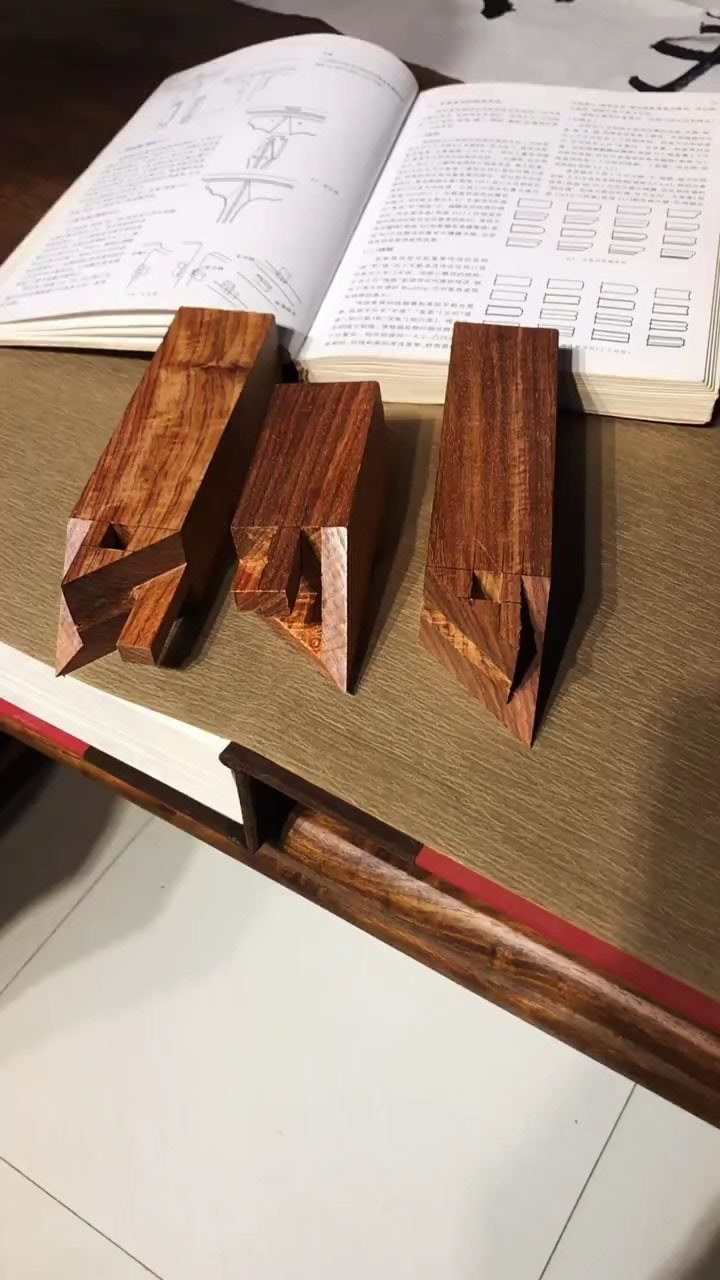 粽角榫,也叫三碰肩做出这个榫就是结实#榫卯结构