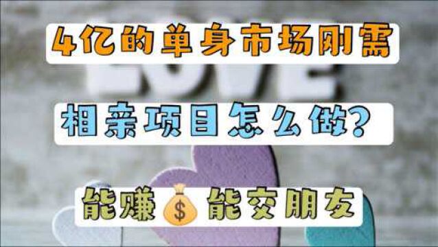 相亲交友项目怎么样?市场大,年龄跨度广,覆盖人群多还能交朋友