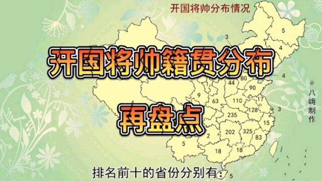 1614名开国将帅籍贯分布情况大盘点,看哪里最将星璀璨