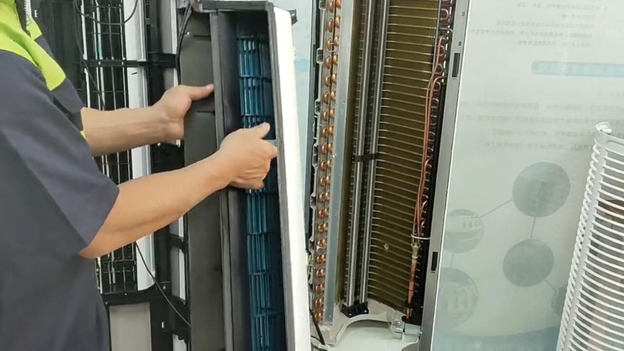 家电清洗培训美的圆柱空调清洗拆卸教程视频下集