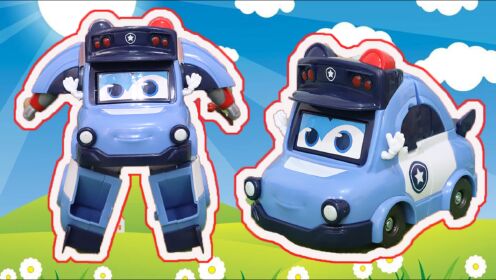 百变校巴:变形变脸系列歌德警长玩具分享