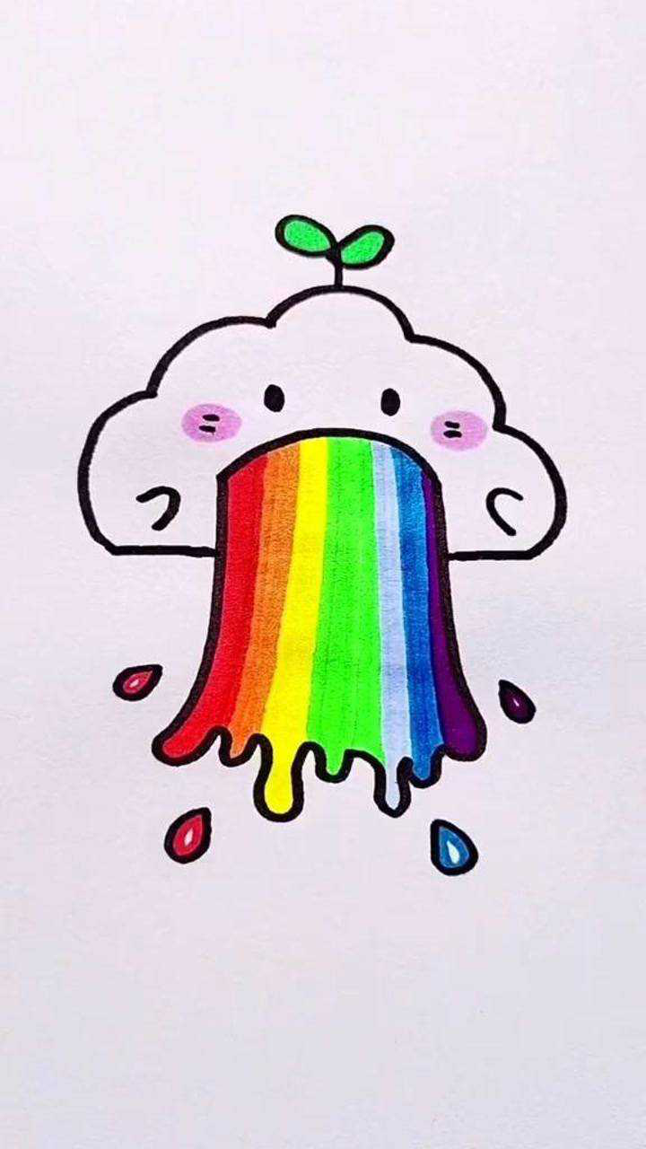 会吐彩虹的云朵是不是很神奇简笔画