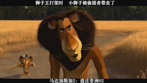 马达加斯加2：逃往非洲-02，狮子王打架时，小狮子被偷猎者带走了