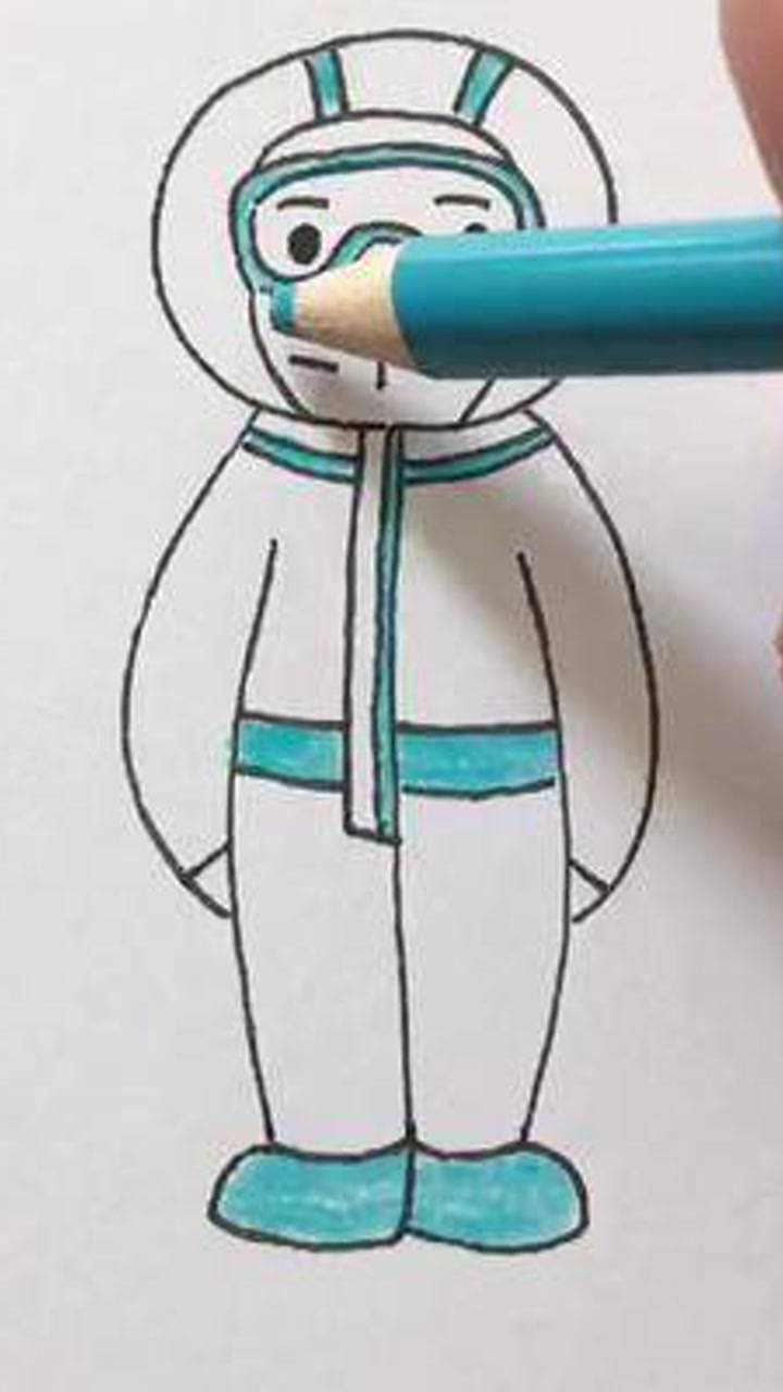 疫情来临疫情医生防护服简笔画