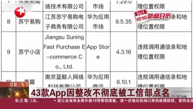 43款APP因整改不彻底被工信部点名
