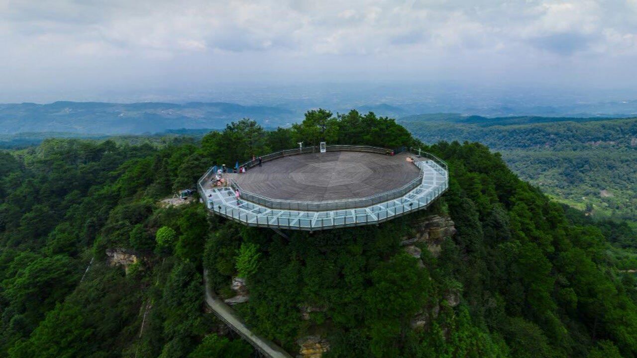 航拍邻水县五华山视频