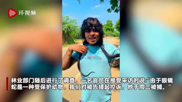 印度歌手“耍蛇”被逮捕 森林部门:眼镜蛇属于保护动物