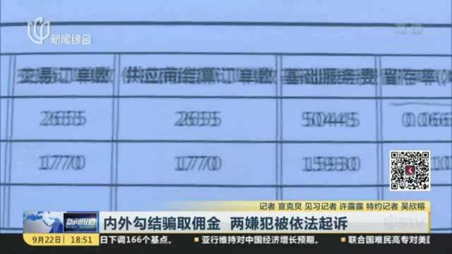 内外勾结骗取佣金 两嫌犯被依法起诉