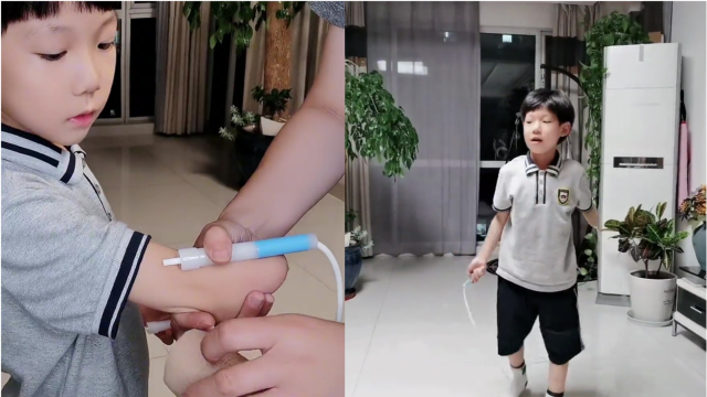 泪目!独臂小男孩忍痛学跳绳,妈妈:担心吵到楼下还不穿鞋!