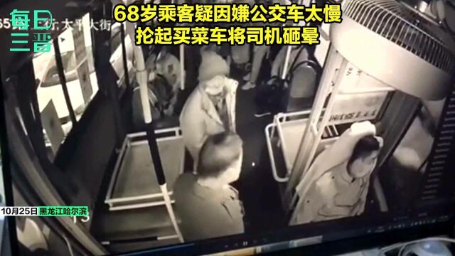 哈尔滨一68岁乘客疑因嫌公交车太慢,抡起买菜车将司机砸晕!