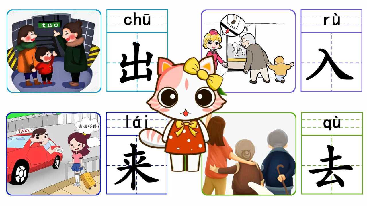 幼小衔接早教启蒙，学前常用字识字，学会“出入来去”的组词造句_高清1080P在线观看平台_腾讯视频