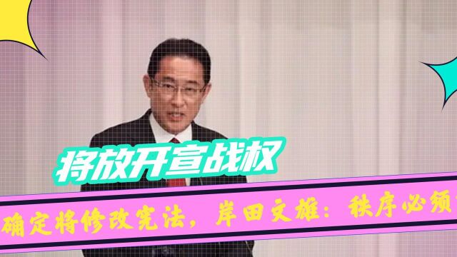 将放开宣战权,日本确定将修改宪法,岸田文雄:秩序必须重建